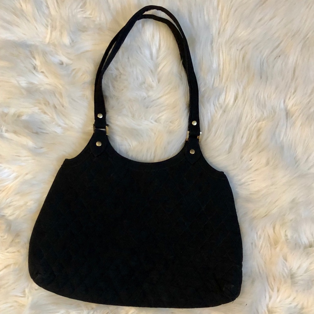 Vera Bradley Quilted Microfiber Black Hobo Bag
